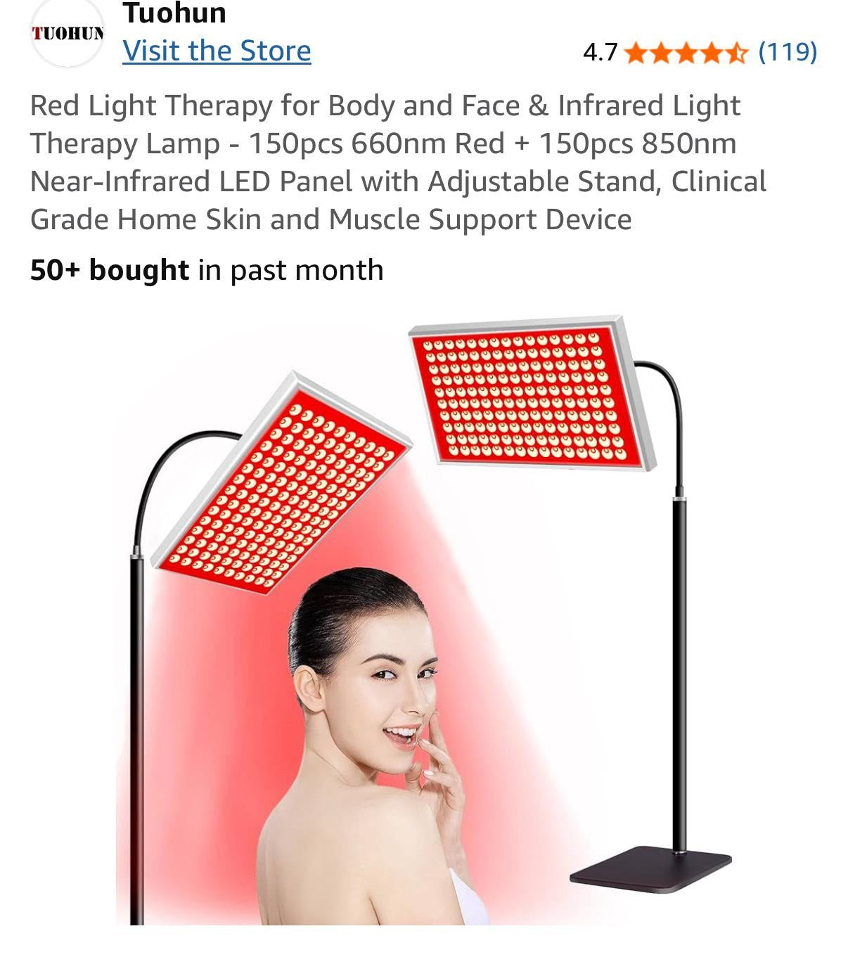 Full Body Red Light Therapy Panel with Stand – 660nm & 850nm Infrared LED for Skin, Pain Relief & Wellness